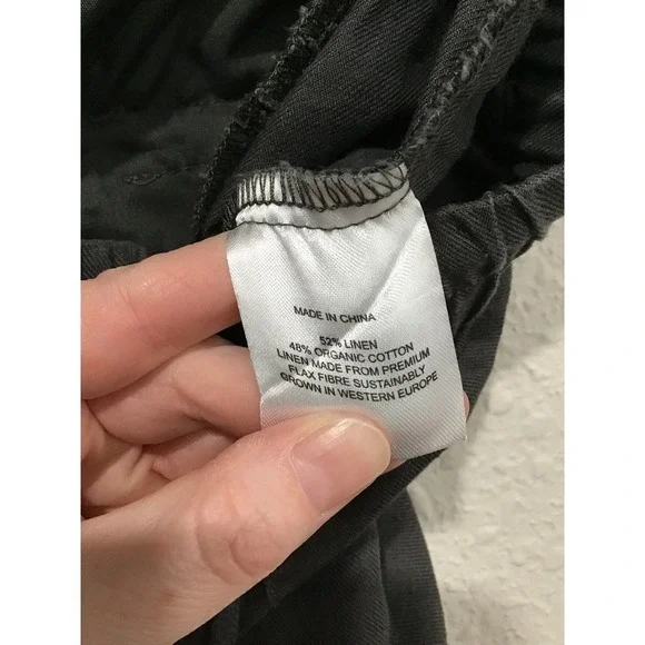 Quince Cotton Linen Twill Straight Leg Pant Charcoal Women's S Ankle Relaxed Fit - Picture 6 of 8